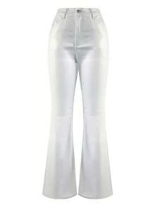 NVFelix Women's High Waist Slim Fit Flare Pants, Elegant & Fashionable Y2K Outdoor Style, Winter White, New Arrival For Thanksgiving & New Year - trắng - Xem 8