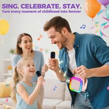 Karaoke Machine With 2 Wireless Microphones, High Attenuation Audio System And 3.7V High-Performance Battery, Portable Karaoke Machine Suitable For Adult And Children Family Gatherings - Multicolor - View 5