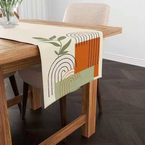 Trilho de Mesa Decorativo Estampa Sofisticada Exclusivo 110x35cm Essenza Verde