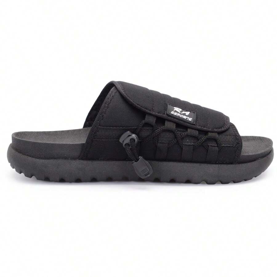 Asuna 3.0 Casual Polyester Lace-Up Outdoor Slippers - hitam dengan sol hitam - View 1