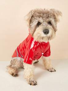 小型/中型犬反光连帽雨衣，防风防水宠物服装，适合贵宾犬、泰迪犬等幼犬 - 粉色 - 查看 5