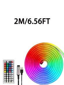 16.4ft Bedroom Decorative Light Strip, RGB LED Light Strip, 44-Key Remote Control, Neon Light, Flexible DIY Design Suitable For Bedroom, Living Room, Gaming, Party Decoration, LED Neon Light Strip, LED Light, LED Light Strip, Bedroom LED Light, 16.4ft LED Light, 44-Key Remote RGB LED Neon Light Strip, RGB Color Changing Smart Light, Bedroom LED Light, Color Changing LED Light Strip With 44-Key Remote, Home LED Light Strip, Party Decorative Light - Multi-color light - View 15