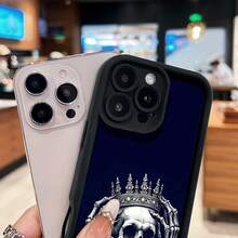 Skeleton Crown Design Phone Case Compatible With  17,  16 Pro Max,  15 Pro Max,  13, And  12. Made Of TPU Material, Providing Shockproof And Drop Protection, With An Elegant And Skin-Friendly Surface And A Striking Appearance, Making It An Ideal Gift For Family, Friends, Lovers, Boyfriends/Girlfriends, And For Halloween. - Black - View 3