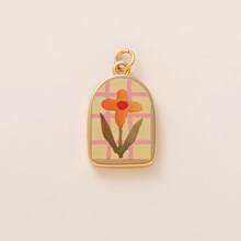 1pc INS Fashion Flower, Lucky Clover, Heart Zirconia Small Flower Rose Pendant, 18K Gold Plated, Waterproof And Fade-Resistant, DIY Jewelry Accessory, Necklace, Bracelet, Earring, Keychain, Bag, Women Jewelry, Wallet Charm, Small Pendant, Gift - Multicolor - View 14