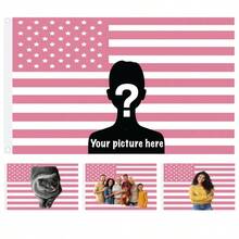 Custom Photo Pink American Flag Personalized Tapestry Design Your Image Funny Flag Tapestry Bedroom Decor, Pink American Flag - 1PC - Xem 3