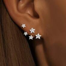 1 Pair Women's Pure Silver Starry Sky Earrings, Luxury Zirconia Inlaid, Fashionable Sparkling, Suitable For Gifts, Parties, Music Festivals, Low Allergy, Christmas Celebration, Fashionable Earrings, Exquisite Craftsmanship, Statement Earrings, Fashionable Earrings, Women's Fashion - Starry Sky Earrings - View 9