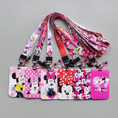1pc Cartoon Student Campus Card Holder, Mickey Mouse Lanyard ID Badge Holder, Work ID Card Protector, School Card Holder, Kindergarten Card Holder, Back To School Student ID Card Case