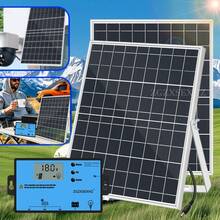 ZGZXSEXHZ 2 pièces Panneau solaire portable extérieur 15W, avec support, contrôleur de charge solaire 70A, sortie 18V, convient pour éclairage de jardin, surveillance, véhicules, téléphones, caméras, camping, maisons pour animaux de compagnie et autres petits systèmes d'alimentation - 2 panneaux solaires de 15 W avec supports + contrôleur 70 A - Voir 7