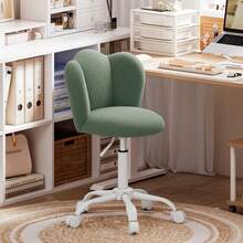 Office Desk Chair, Height Adjustable Swivel Vanity Chair With Thickened Cushion For Home Office Bedroom Dressing Room Study - Lambswool - Pea Green - View 7