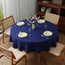 Blue Round Table Cloth 152cm/60Inch Large Circular Table Cloths Polyester Fabric Washable Tablecloth Dining Table Cover For Banquet Party Home  Dfe - Blue - View 6