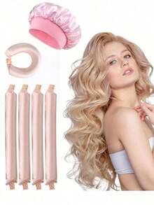 5pcs/4pcs/3pcs No Heat Curling Rods, Slouchy Hair Curler, Silk Hair Rollers, Elastic Sleep Headband, Long Hair Soft Curling Tools, Manual Styling Accessories For Home Use, Sleep Hair Curling Device, Suitable For Valentine's Day, Qixi Festival, Women, Hair Curlers, Curly Hair Brush, Rollers, Curly Hair Products, Curler, Hair Roller, Hair Hair Curlers, Rollers, Curly Hair Products, Curler, Rollers For Hairdressing Equipment, Accessories, Hair Curl, Curly Hair Tools, Hair Roller, Christmas,Curly Hair, Hair Curler, Hair Rollers, Heatless Curl, Heatless Curls, Rollers, Hair Curlers, Curly Hair Products, Hair Curl, Hair Roller, Rollers For Hair, Curly Hair Tools, Heatless Curlers,Hair, Accessories, Hair Products, Hair Tools, Hair Stuff, Hair Care, Curly Hair Brush, Barber, Barber Accessories, Hairdressing Equipment,Heatless Waves,Travel Essentials,Travel Essential,Hairstyle,Hairdressing - 淺粉色 - 查看 2