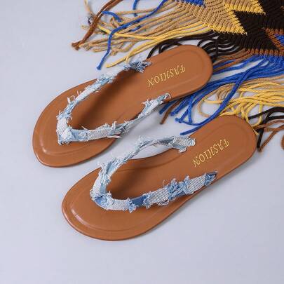 2026 New Women's Casual Thong Sandals, Personalized Vacation Fashion Flat Sandals, Versatile Non-Slip Beach Flip Flops