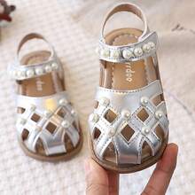 1双儿童仿珍珠透气休闲凉鞋 - 銀色 - 查看 5