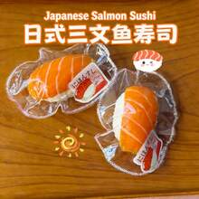 1pc New Japanese-Style Salmon Sushi Squeeze Toy, Creative Silicone Stress Relief Squishies, Slow Rebound Super Decompression, Instantly Calming When Squeezed, Soft Texture, Perfect Gift For Holidays, Birthdays - Multicolor - View 8