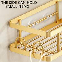 Bathroom Corner Shelf Set Of Five Pieces, Self-Adhesive Stainless Steel Material, No Drilling Required, Rustproof And Durable, Pink Bathroom Decor Accessories, Shampoo And Body Wash Storage Basket, Large Capacity Hollow Circular Design. - Brons - Visa 5