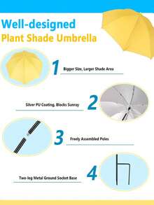 A Portable Sunshade Umbrella For Plants, Featuring An Adjustable-Height, Extendable Stake. It Protects Plants From Sunburn And Can Be Easily Anchored Into Surfaces Such As Sand Or Soil. - Multiple Styles - View 10