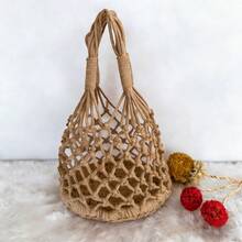 BAILEE Bolsa de Mão Casual, Estilosa, de Férias, Cor Sólida, Crochê Vazado com Base de Trama Circular Única. Perfeita para Carregar ou Dar de Presente. - Multicolorido - View 19