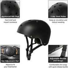 Skateboard Bike Helmet For Adults, Adjustable Size, Lightweight Men's And Women's Helmet, Cycling And Skateboarding, Paintable, Christmas Gift (Black, White) - Black - View 6
