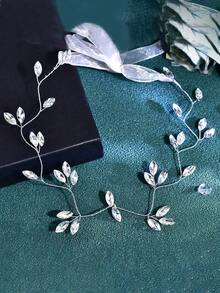 1pc Elegant Handmade Crystal Bridal Headband, Suitable For Weddings, Parties, Galas, And Daily Wear - Silver - View 3