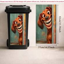 1 buc. Autocolant autoadeziv plat 2D pentru coș de gunoi, autocolant cu model de câine de desene animate, decorare creativă pentru coșul de gunoi, potrivit pentru decorul de perete și bucătărie, organizarea casei, material PVC, ușor de dezlipit și lipit, autocolant artistic plat, depozitare în bucătărie - A - Vizualizare 8
