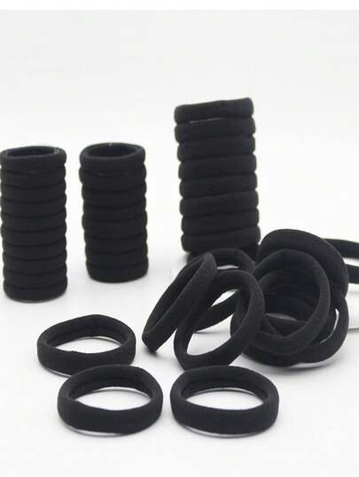 Large Black Hair Ties,Thick Seamless Hair Bands For Women And Girls, Elastic Ponytail Holders, No Damage Hair Elastics For Thick Heavy Curly Hair