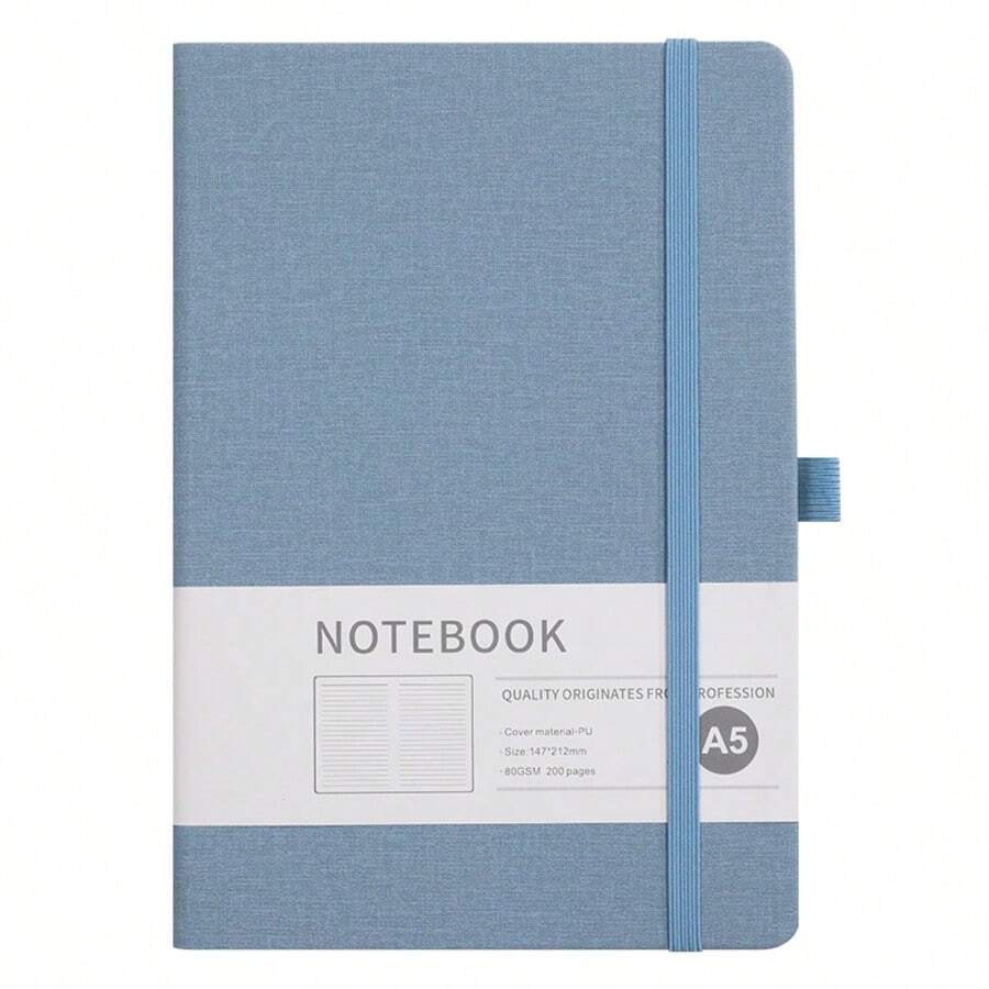 Caderno A5, Bloco de Notas como Caderno de Notas Bloco de Notas Diário Caderno A5 Bloco de Notas em Couro Sintético para Escritório, Escola, Casa, Negócios, Escrita e Anotações, 200 Páginas (100 Folhas) - Preto - Tamanho Único - Visão 1