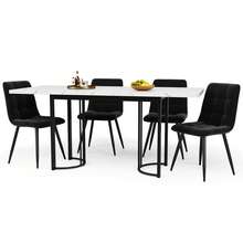 Extendable Dining Table (140-179.5 X 80 Cm), Space-Saving, Square Metal Dining Table, Ideal For Use In The Living Room Or Dining Room. White - White - View 4