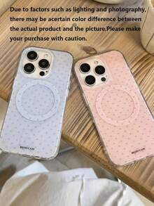 Ốp lưng điện thoại nam châm màu xanh dương kiểu Hàn Quốc chấm bi, tương thích với iPhone 16/15/14/13/12/11 Pro Max/16/15/14 Plus, ốp lưng màu thạch dễ thương. - Màu xanh lam - Xem 5