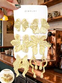 Betykuku 6 Pairs European & American Style Gold Stud Earrings Set, Gift For Women & Girls For Daily, Party, Traveling - Silver - View 15