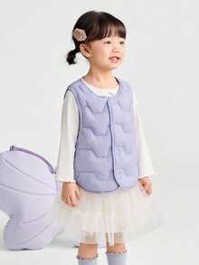 Balabala 2025 Winter Girls Lightweight Down Vest, Water-Resistant & Warm - Hyacinth Purple - View 1