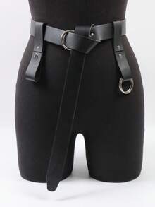 1 Set Faux Leather Retro Brown Belt With Double-Ring Skirt Clips & Cup Holder For Renaissance Outfits Viking Faire LARP Festivals Outfit Cosplay Props - 3PCS - View 14