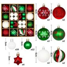 Set de 44 Esferas Navideñas Plásticas Tipo Cristal con Acabados Artesanales - multi - Ver 4