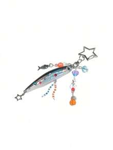 Funny Creative Ding-Dang Fish Keychain Pendant For Pencil Lure Fishing Bag Decoration Accessories HPZ9 BUOA 3RET - 藍粉銀魚掛件 - 查看 5