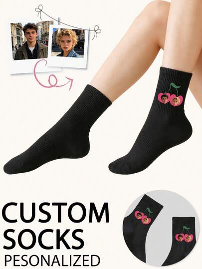 1 par de calcetines personalizados de tripulación, calcetines con foto personalizada, calcetines de pareja, calcetines con foto personalizada, calcetines con impresión personalizada, calcetines divertidos con cara personalizada, calcetines con imagen personalizada, pon cualquier cara en los calcetines, regalo de aniversario, regalo de San Valentín, regalo de cumpleaños, regalo de boda