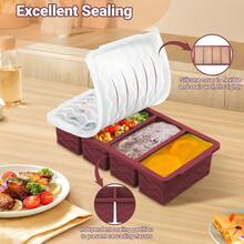 Silicone Freezer Tray Soup Sauce Cube 2Pcs (Burgundy) - 杏色 - 查看 4
