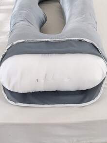 Soft Plush Pure Gray Pregnancy Pillow, Reading Back Pillow, Lumbar Support Pillow, Leg Rest & Neck Pillow, Bed Companion Pillow - Grey - View 2