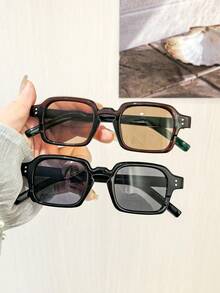 2 PCS Women's Casual Style Square Fashion Glasses Polycarbonate Lightweight Frame Soft Tinted Lenses Suitable For Beach Vacation With Glasses Box - Multicolor - View 4