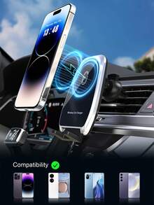 Soporte de Cargador Inalámbrico para Coche de Carga Rápida de 15W, Puede Cargar Mientras Navega, Se Puede Instalar en la Ventana del Coche, el Salpicadero y la Rejilla de Ventilación, Compatible con iPhone y Otros Teléfonos Inteligentes - Unitalla - Ver 7