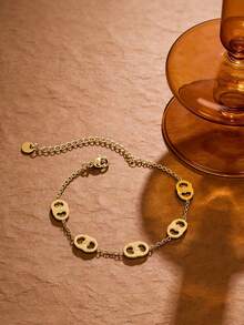 1 chiếc vòng tay phong cách tối giản sang trọng, thiết kế chữ C kép đa năng, món quà độc đáo dành cho bạn gái hoặc bạn thân. - Vòng tay đôi C - Xem 2