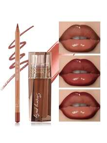 Pudaier Bộ 1 bút kẻ viền môi + 1 son dưỡng môi, công thức mềm mịn, dưỡng ẩm lâu trôi, kẻ viền môi hoàn hảo, phù hợp với mọi tông da, tuyệt vời cho các lễ hội âm nhạc, tiệc tùng và quà tặng ngày Valentine. - 01+08 - Xem 5