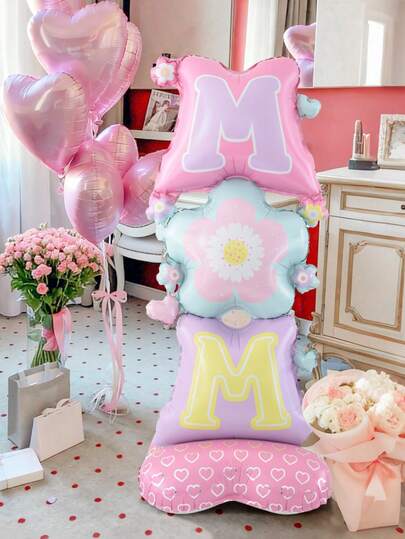 1pc Standing Mother's Day MOM Balloon, Suitable For Mother's Day Party Decoration, Celebrating Mother's Day, Anniversary, Gift For Mom, Photo Prop, Mother's Day Scene Decoration, Indoor & Outdoor Decor, Photo Prop