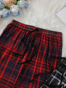 3pcs Men's Casual Plaid Print Sleepwear Set, Including Long Pants, Autumn/Winter - Multicolor - View 3