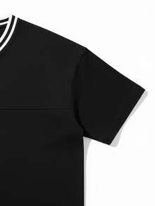 FRACTYR Men's Summer Fashion Minimalist V-Neck Short Sleeve T-Shirt | All-Match Street Casual Tee, Boyfriend/Husband Gift - Black - View 7