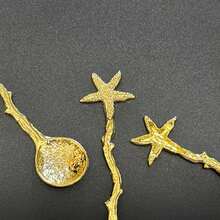 【海洋之星】金银星形勺子套装 - 6件套，完美适用于海边婚礼和派对甜点 - 优雅的咖啡茶匙 - 彩色 - 查看 4