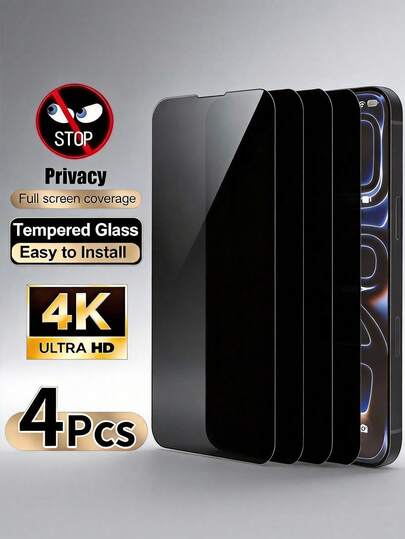 适用于 17 Pro Max 的 4 片装隐私钢化玻璃屏幕保护膜 [真正的 28° 隐私保护] [9H 硬度] [易于安装] 兼容 17/15/16/14/11/12/13 Pro Max/Xs/Xr/7/8，其简约优雅的设计使其成为节日礼物的理想配件。