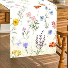 1pc Spring Wildflower Table Runner - Vibrant Green Leaf Floral Design, Ideal For Indoor/Outdoor Dining, Weddings, Parties, Seasonal Home & Garden Decor - Multicolor - View 11