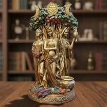 Escultura de diosa triple, Hécate. figura de resina. dorada. - 1PC - Ver 1