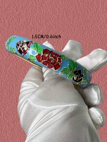 Cloisonne Floral Open Cuff Bracelet, Oil Drop Alloy Bangles, Gifts For All, Various Sizes Available - Enamel Cloisonné Bracelet With Peony Pattern - View 29