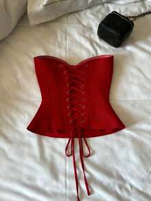 Sexy Fishbone Bustier Top, Suitable For Dates And Parties - Red - View 4