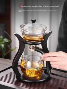 1 Set Modern Creative Automatic Tea Maker, Simple Lazy Person Magnetic Attraction Tea Pot, Transparent Black Magnetic Palace Lantern Kung Fu Tea Set - Multicolor - View 6